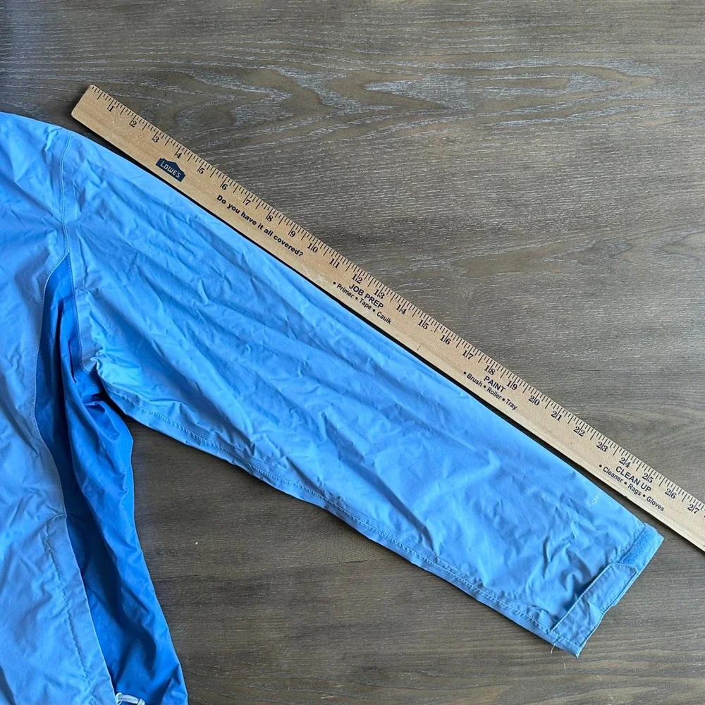 Columbia Omni-Tech Rain Jacket Womens Lg Blue Waterproof Hooded Shell Gorpcore - Picture 6 of 12